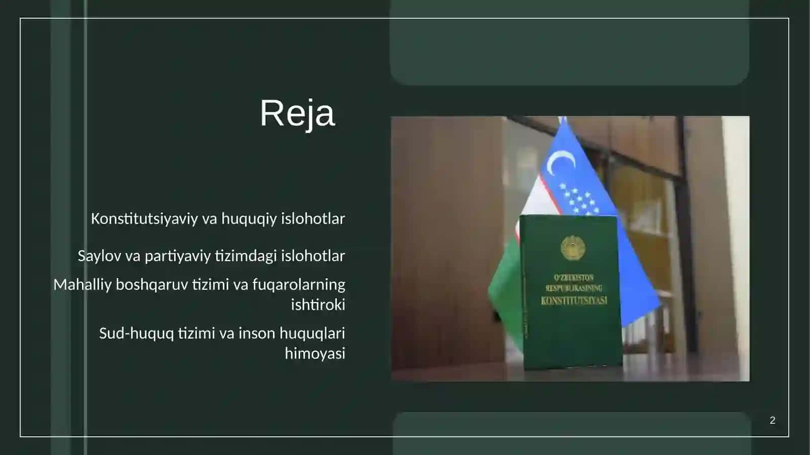 Oʻzbekistonda Demokratik Fuqarolik Jamiyati Asoslarining Shakllanishi va Siyosiy Islohotlar 2