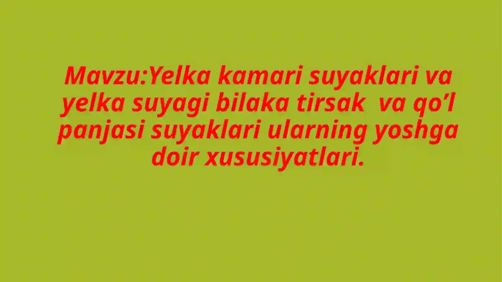 Yelka kamarisuyaklari va yelka suyagi bilakatlari 2