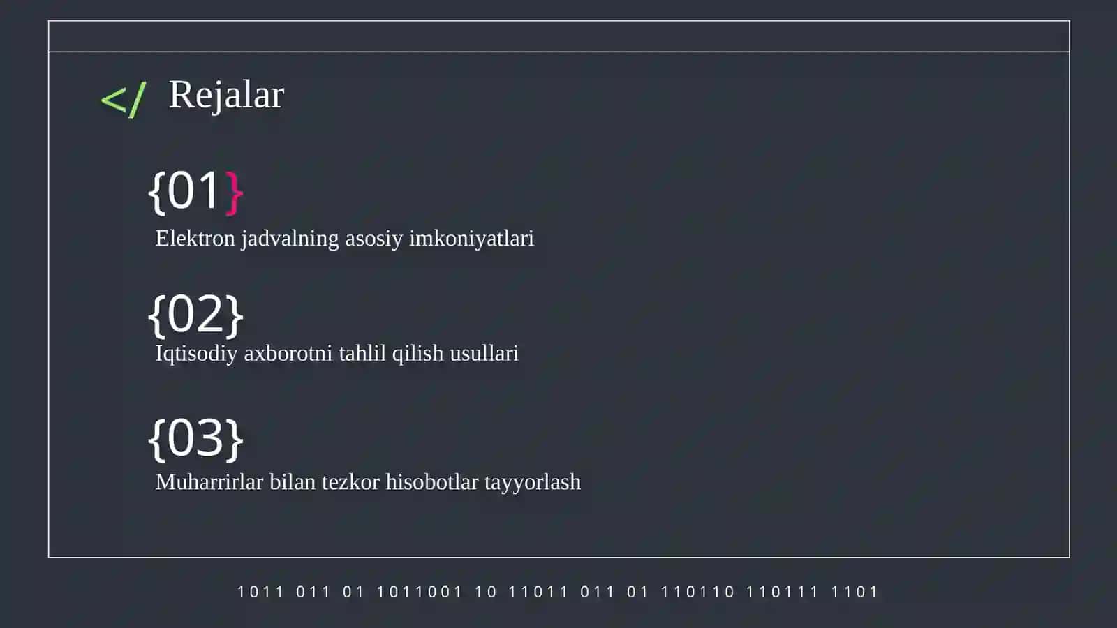 Iqtisodiy axborotni qayta ishlash uchun elektron jadval muharrirlaridan foydalanish 2