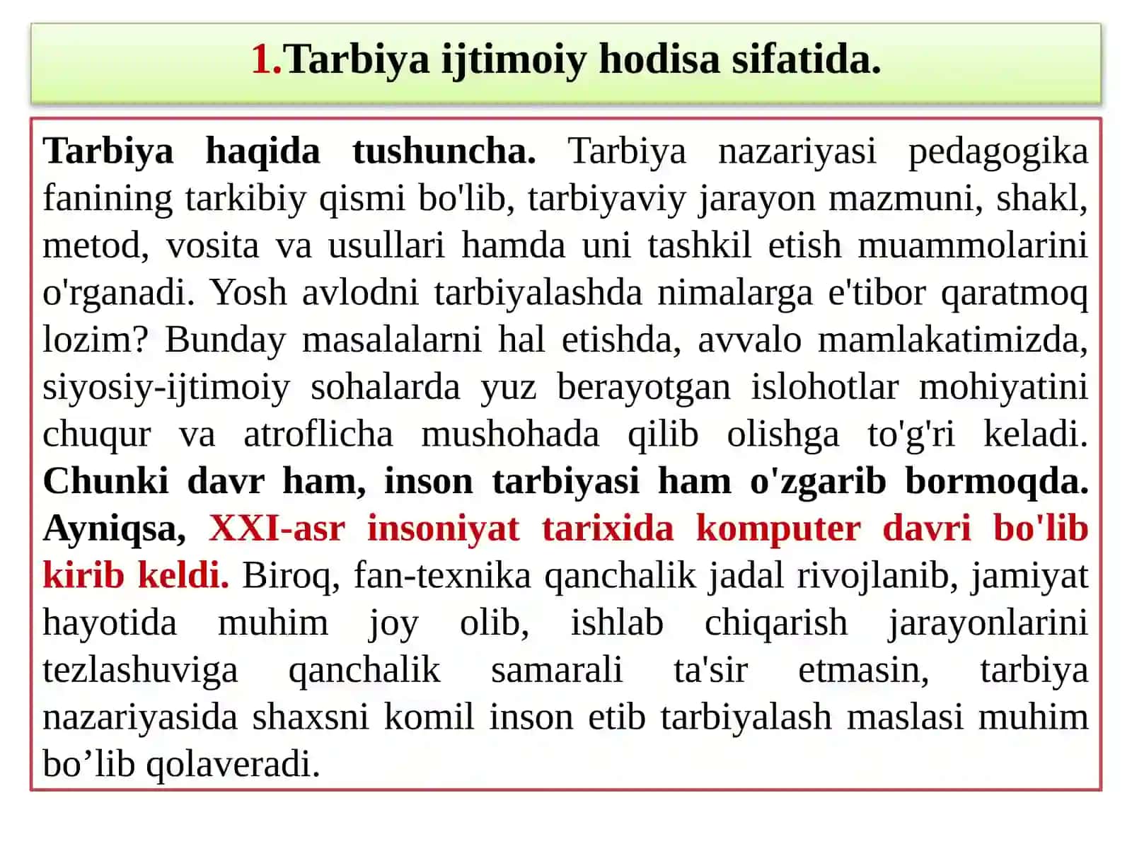 :TARBIYA NAZARIYASI VA TARBIYA TURLARI 2