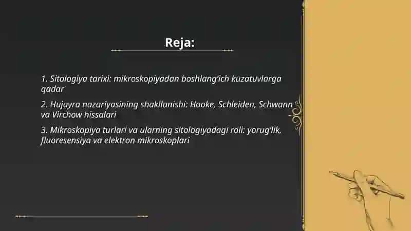Umimiy sitologiya asoslari, tarixi va oʻrganish uslublari 2