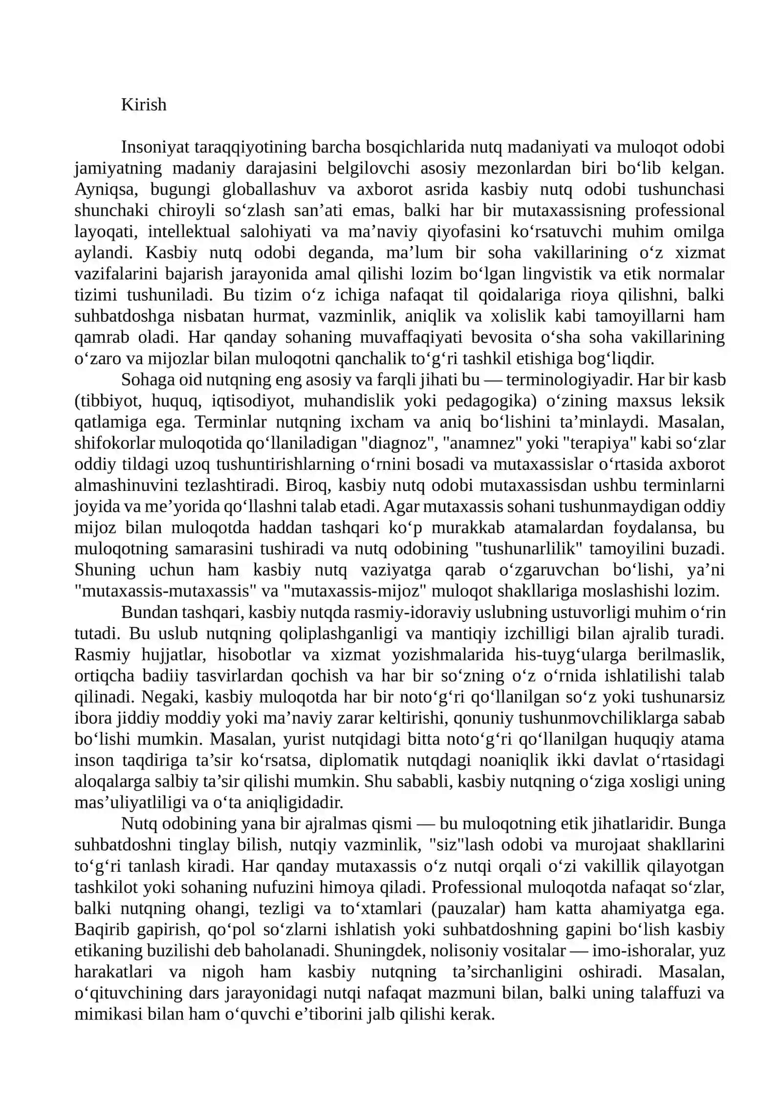 KASBIY NUTQ ODOBI SOHAGA OID NUTQNING OʻZIGA XOSLIKLARI 2