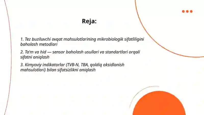 Tez buziluvchi ovqat mahsulotlarning tóla sifatliligini baholash 2