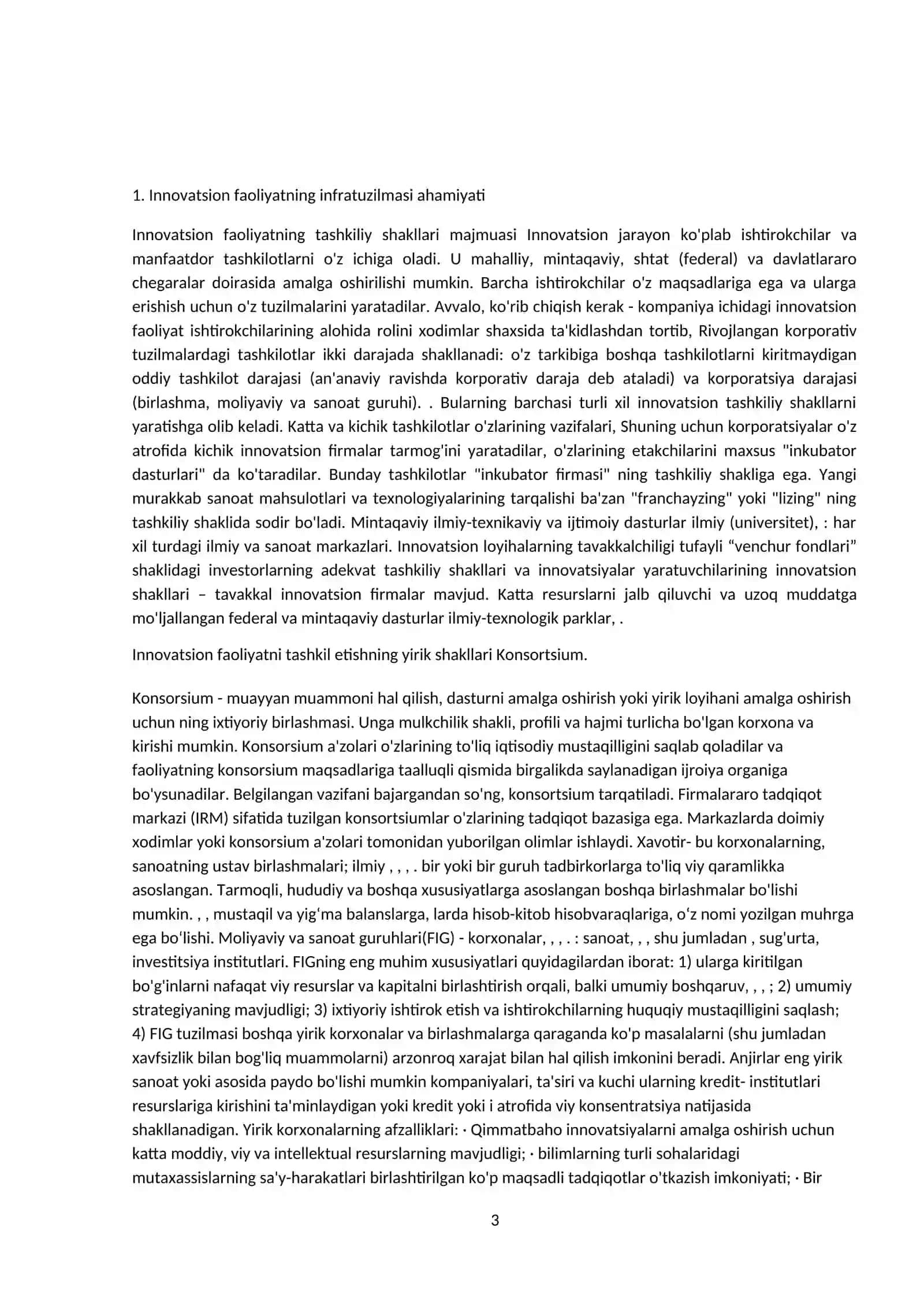 Innovatsion faoliyatning infratuzilmasi ahamiyati 2