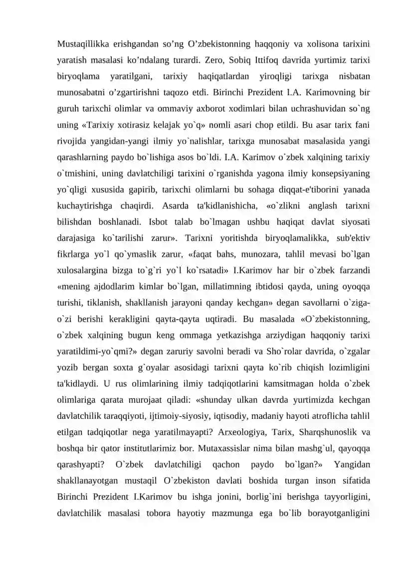 Qoraqalpog'iston tarixi bo'yica mustaqil ish 2