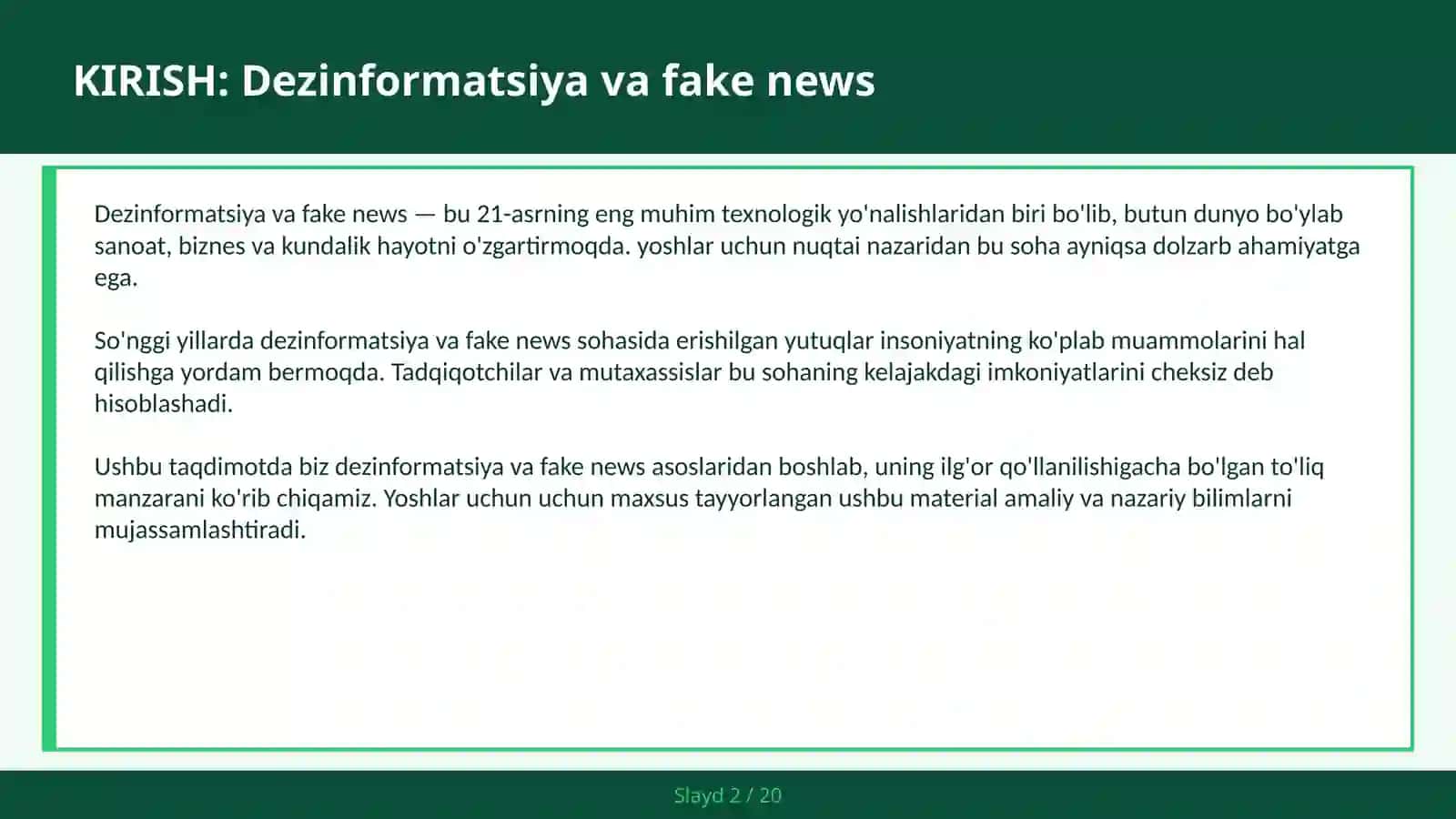 DEZINFORMATSIYA VA FAKE NEWS 2