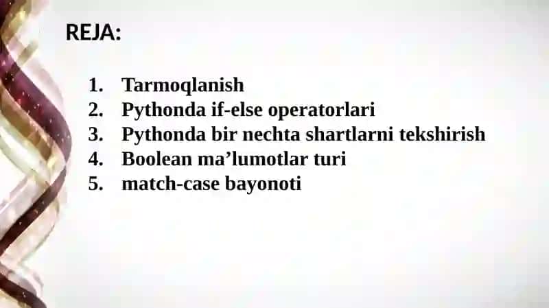 PYTHONDA BOSHQARUV BAYONOTLARI 2