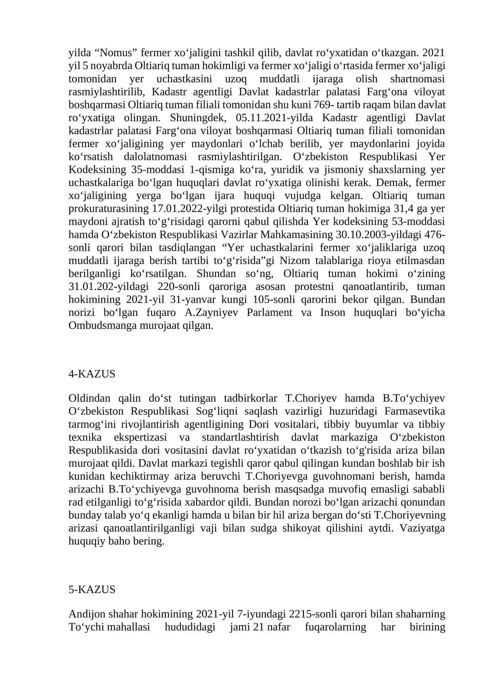 Ma’muriy huquq yakuniy kazuslar 2