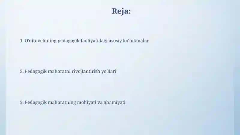 Óqituvchi faoliyatida pedagogik mahorat 2