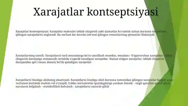 Xarajatlar Tushunchasi Va Klassifikatsiya 2