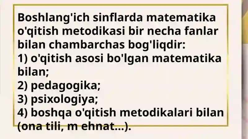 Boshlang'ich sinflarda matematika o'qitish metodikasi 2