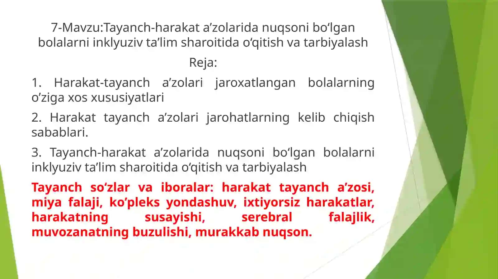 Tayanch-harakata’zolaridanuqsonibo‘lganbolalarniinklyuzivta’limsharoitidao‘qitishvatarbiyalash 2