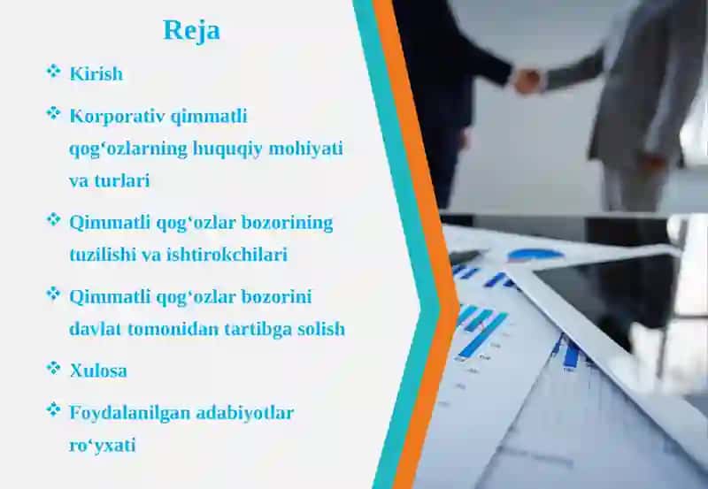 Korporativ qimmatli qog‘ozlar va qimmatli qog‘ozlar bozorini tartibga solish 2