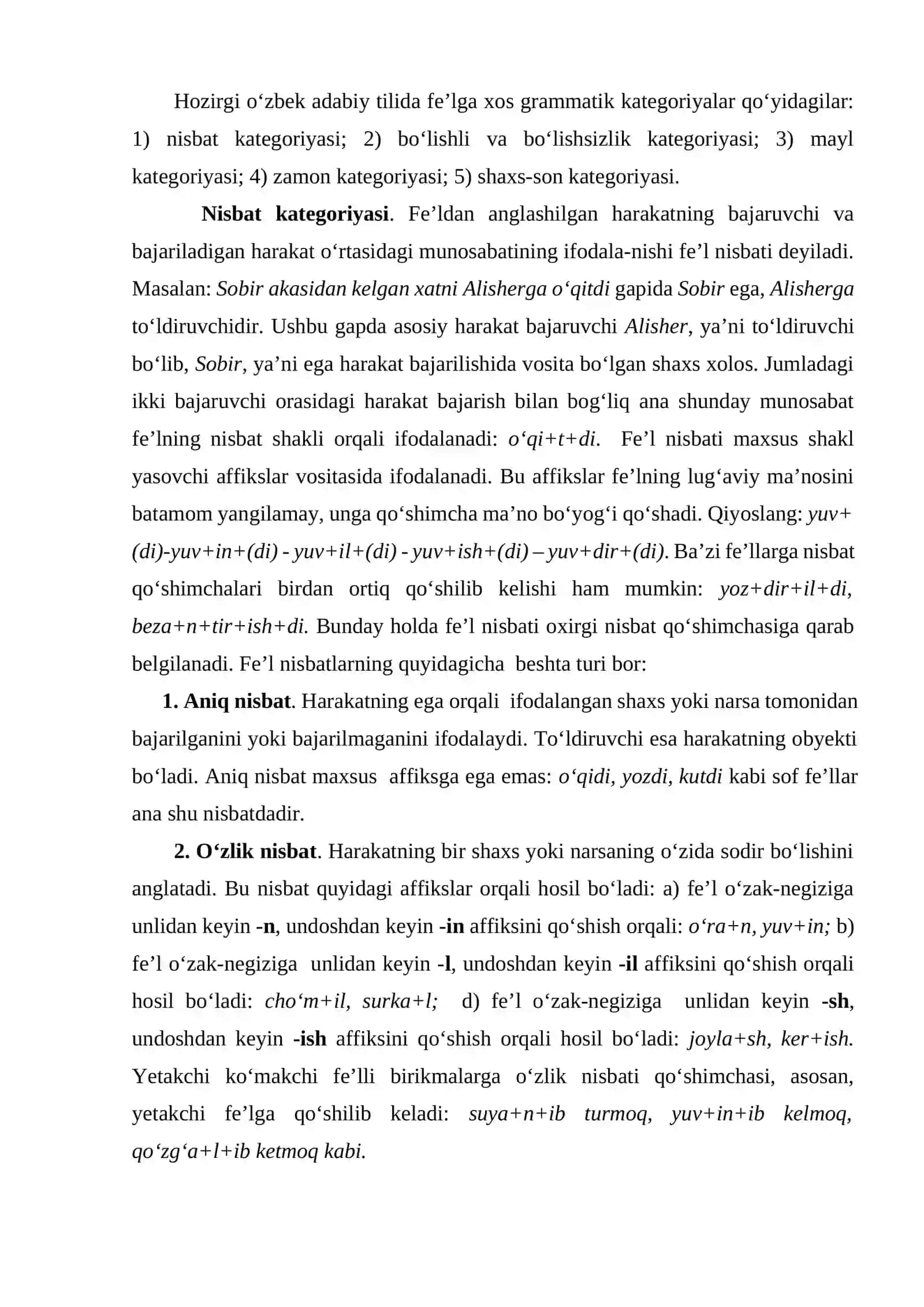 Fe'lning grammatik kategoriyalari 2