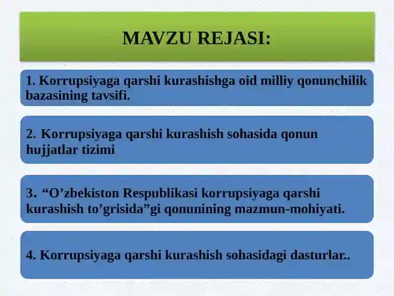 Korrupsiyaga qarshi kurashishda milliy qonunchilik 2