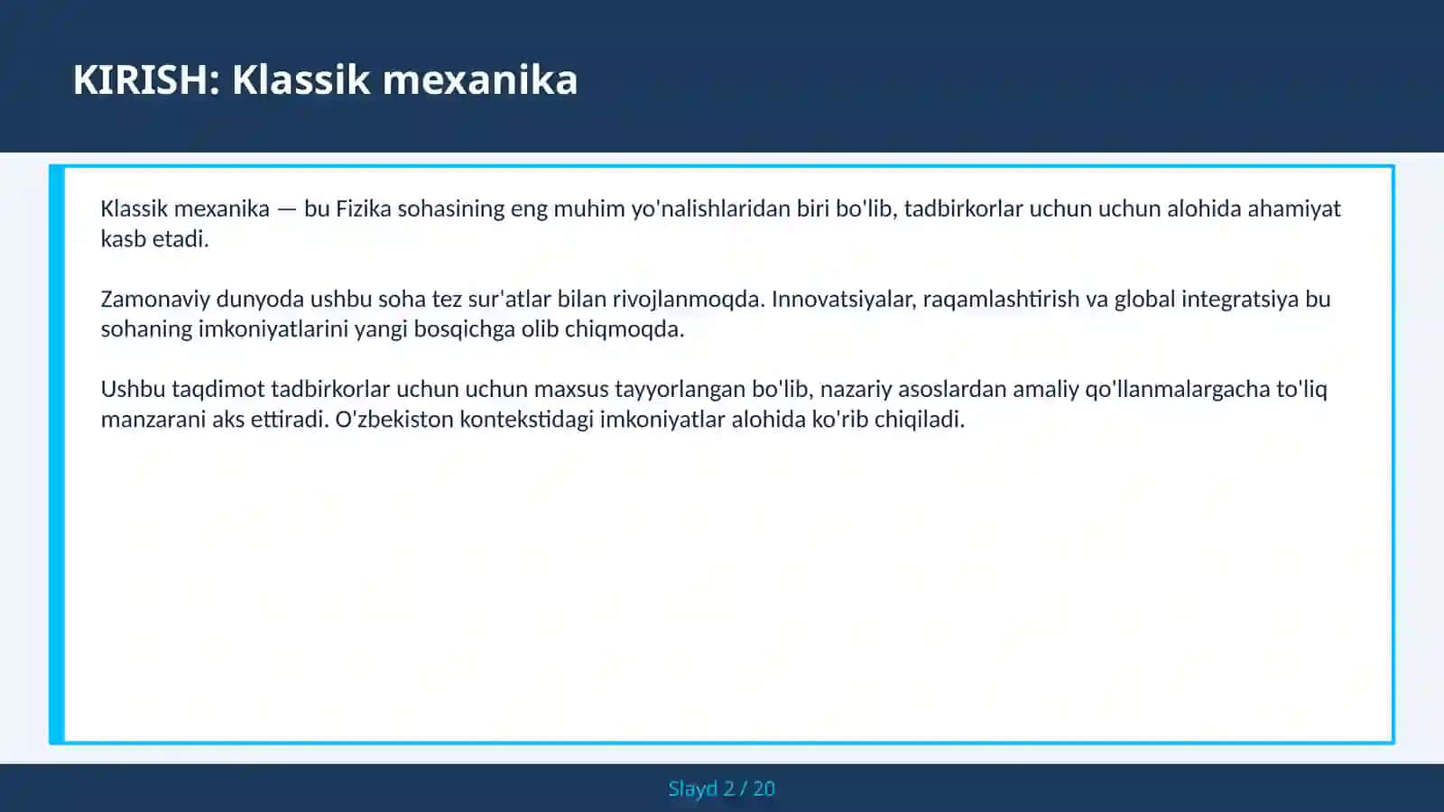 Klassik mexanika 2
