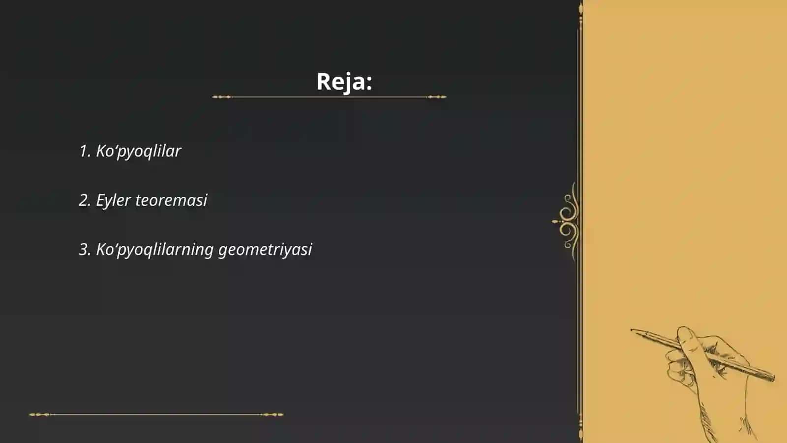 Koʻpyoqlilar haqida Eyler teoremasi 2