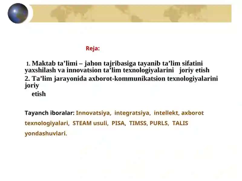 Ta’lim jarayonida innovatsion va axborot-kommunikatsion texnologiyalardan foydalanish omillari. 2