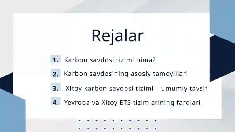 Karbon savdosi tizimlarining samaradorligi:Xitoy va Yevropa tajribasi 2