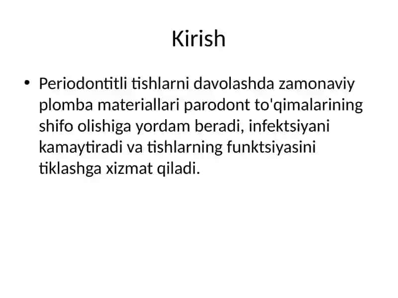 Periodontitli Tishlarni Davolashda Zamonaviy Plomba Materiallari 2