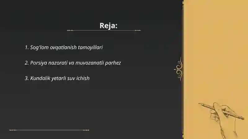 Sog'lom ovqatlanish tamoyillari 2