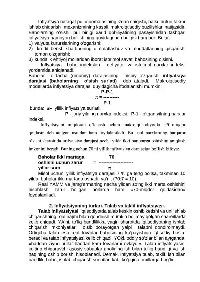 Inflyatsiya va aksilinflyatsiya siyosati 2