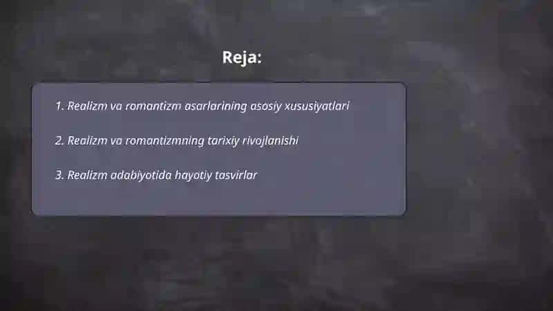 Realizm va romantizm abadiy yo'nalish sifatida 2