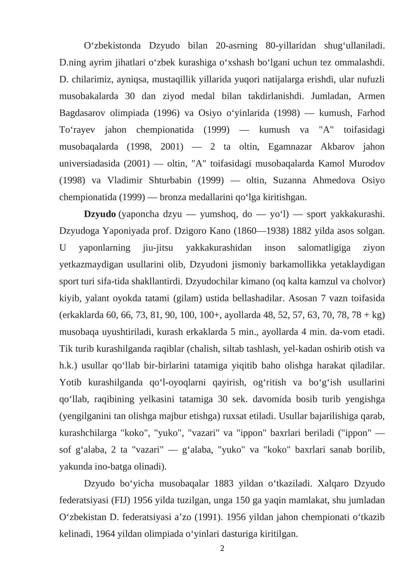 Dzyudo kurash texnikasi va taktikasi asoslari 2