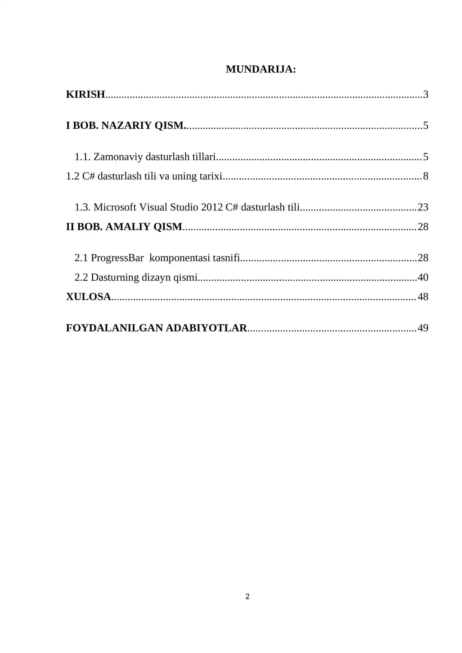 Dasturlash asoslari. C# dasturlash tilida ProgressBar komponentasidan foydalanib dastur yaratish 2