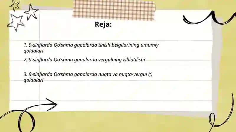 9-sinflarda Qoʻshma gapalarda tinish belgilar 2