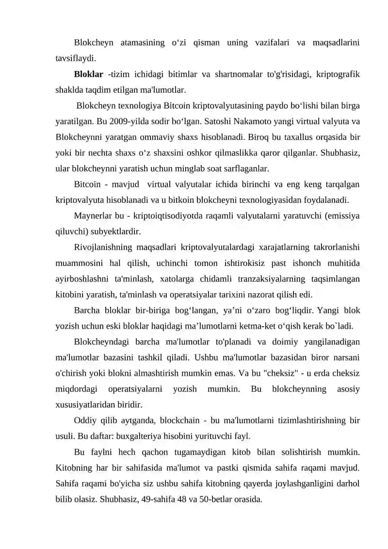 BLOKCHEYN TEXNOLOGIYASI VA UNDAN IQTISODIYOT SOHALARIDA FOYDALANISH IMKONIYATLARI 2