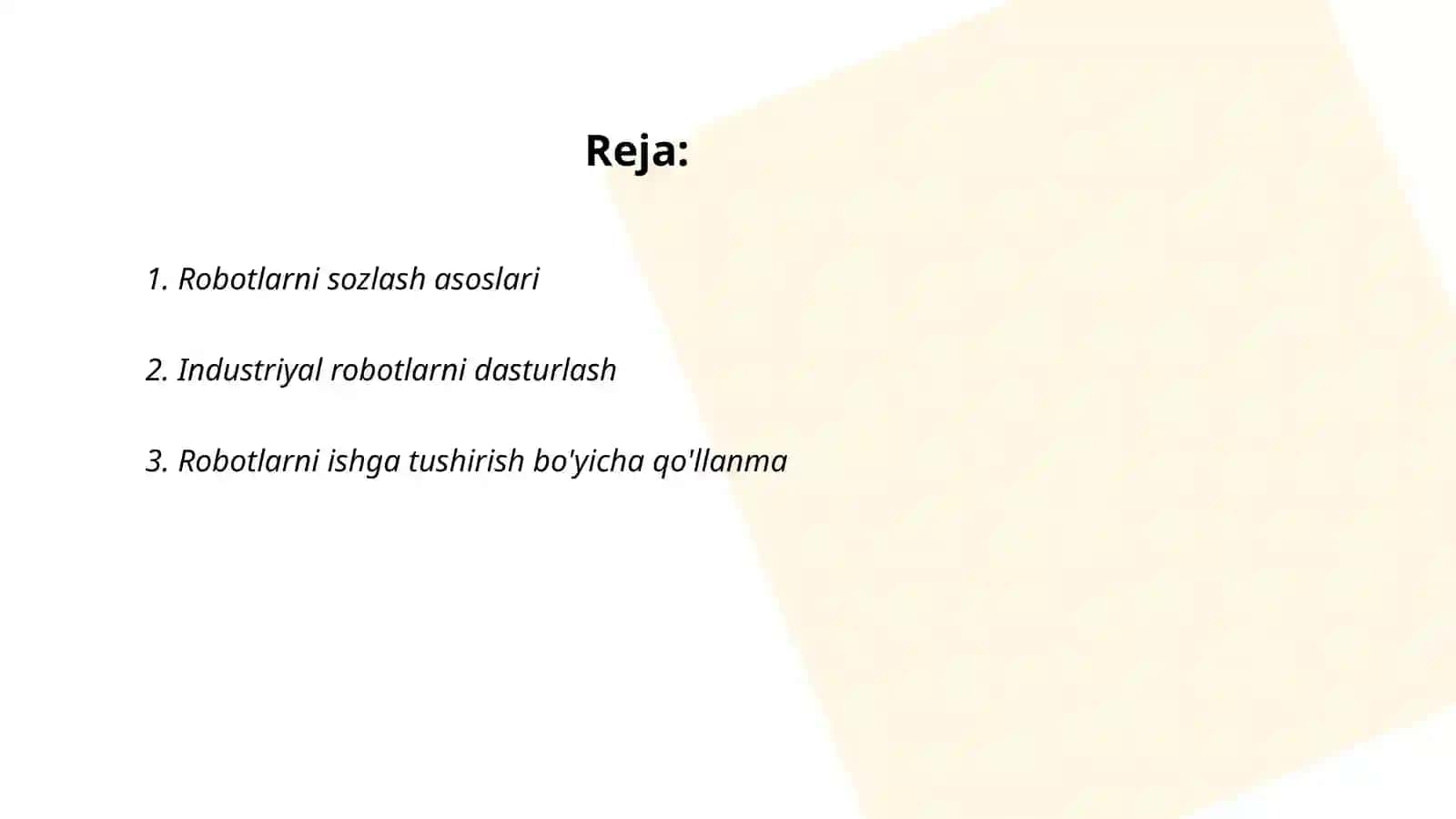 Robotlarni sozlash asoslari 2