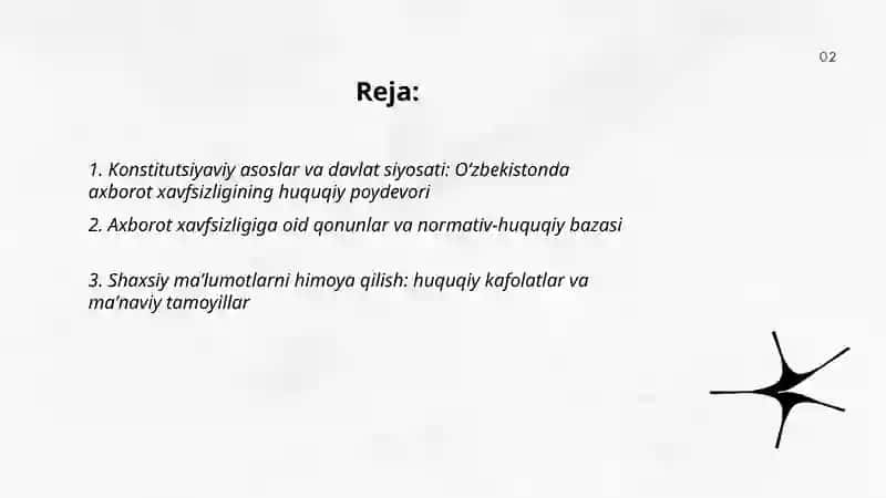 Oʻzbekistonda axborot xavfsizligining ma'naviy va huquqiy asoslari 2