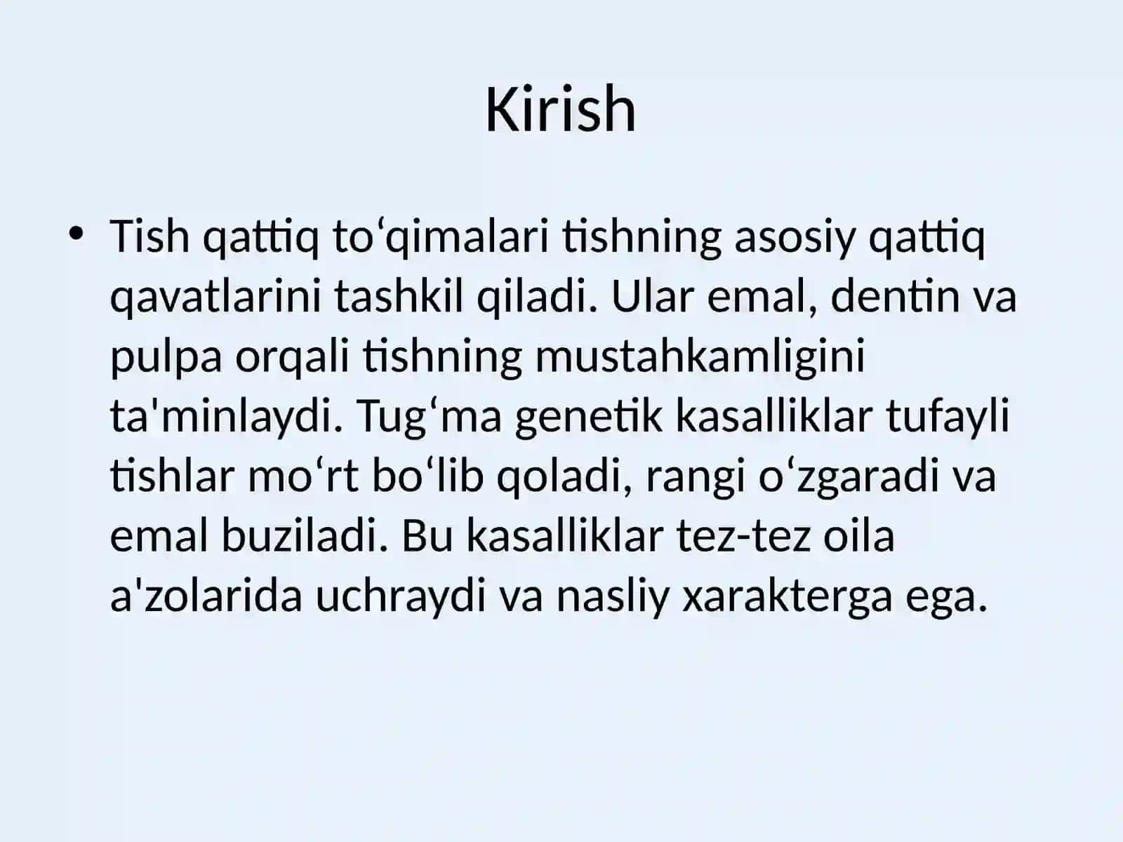 Tish qattiq to‘qimalarining nasliy kasalliklari 2