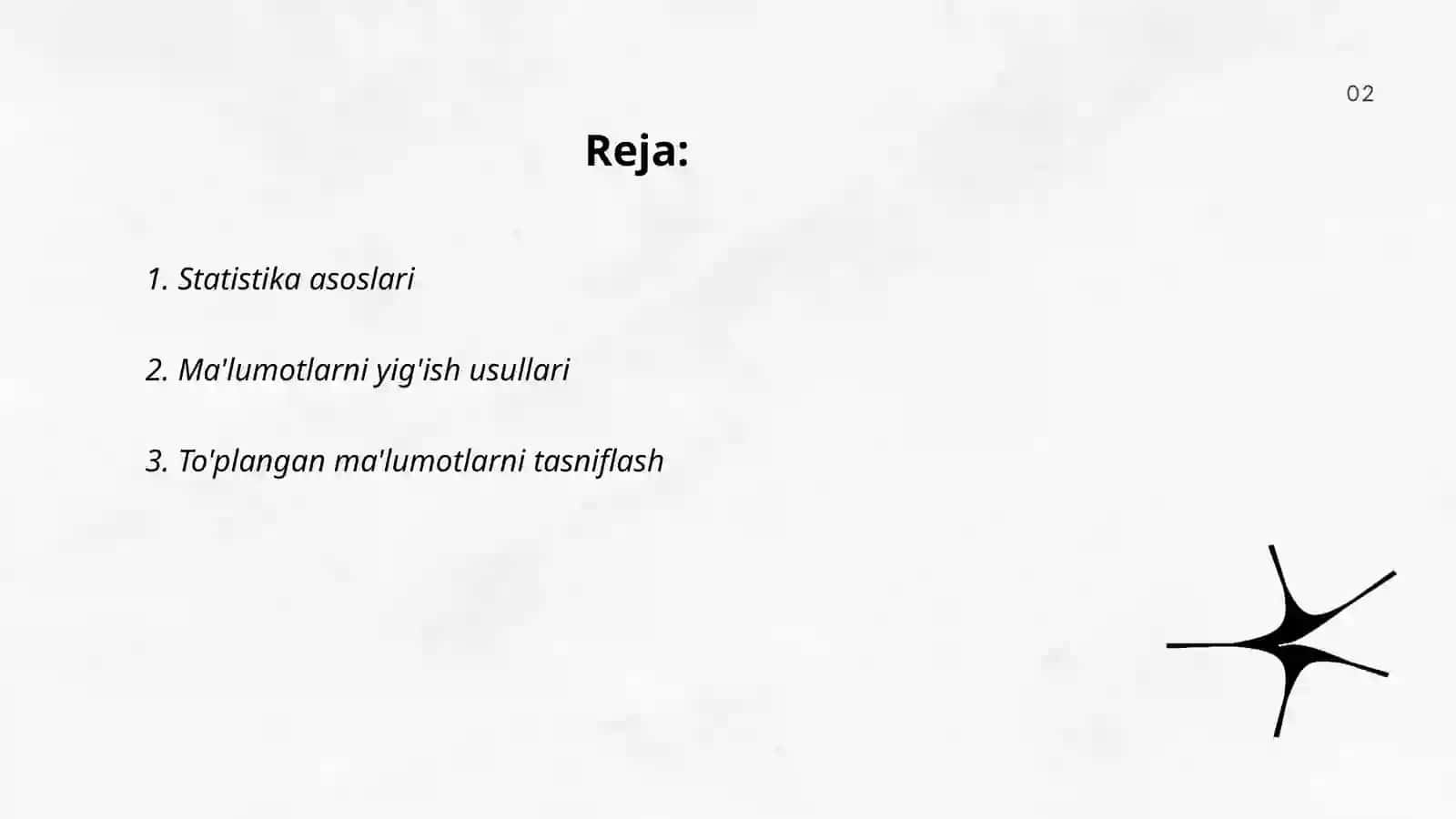 Statistik materiallar, tahlily va ishchi jadvallarini rasmiylashtirish 2