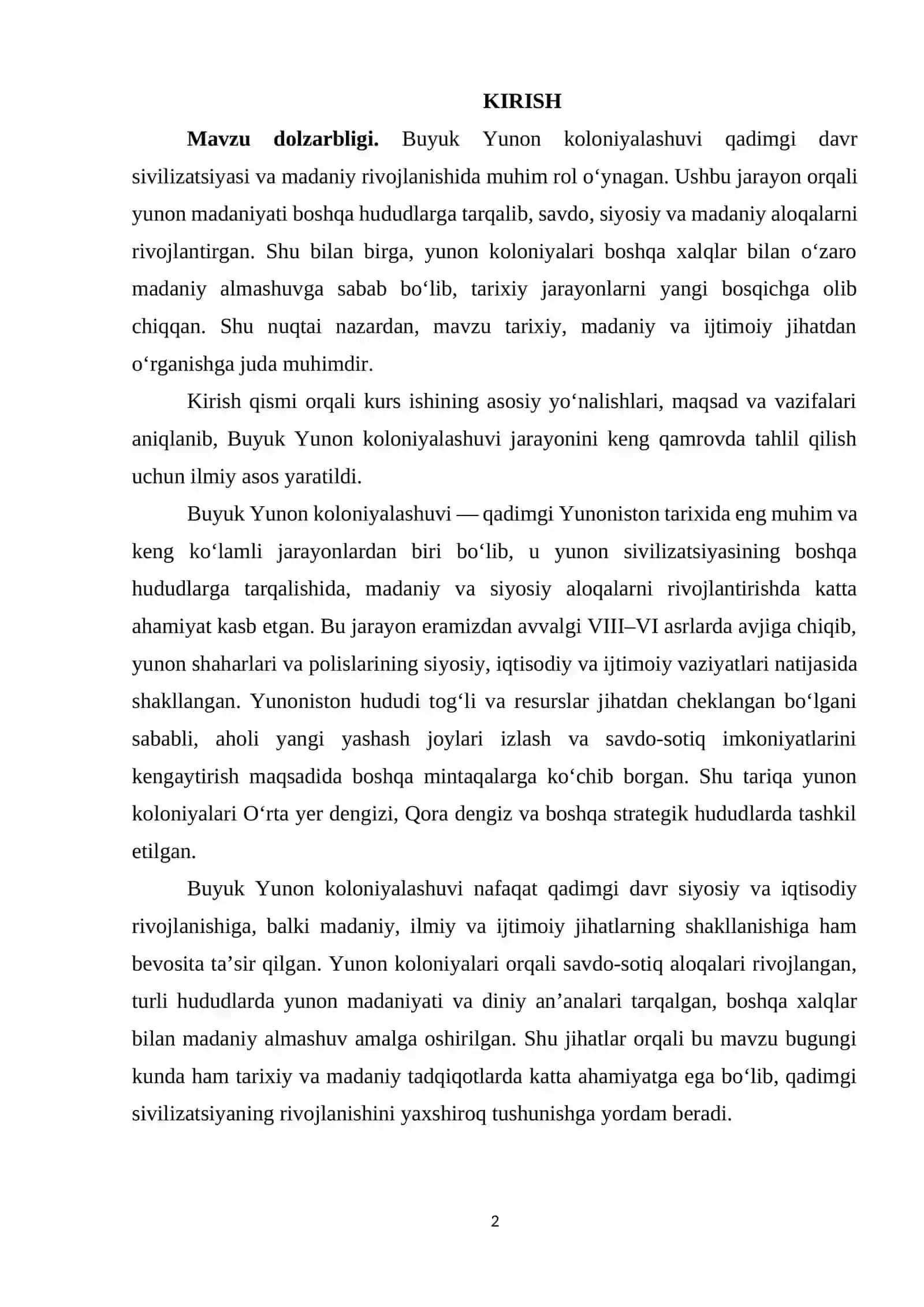 BUYUK YUNON KOLONIYALASHTIRILISHI 2