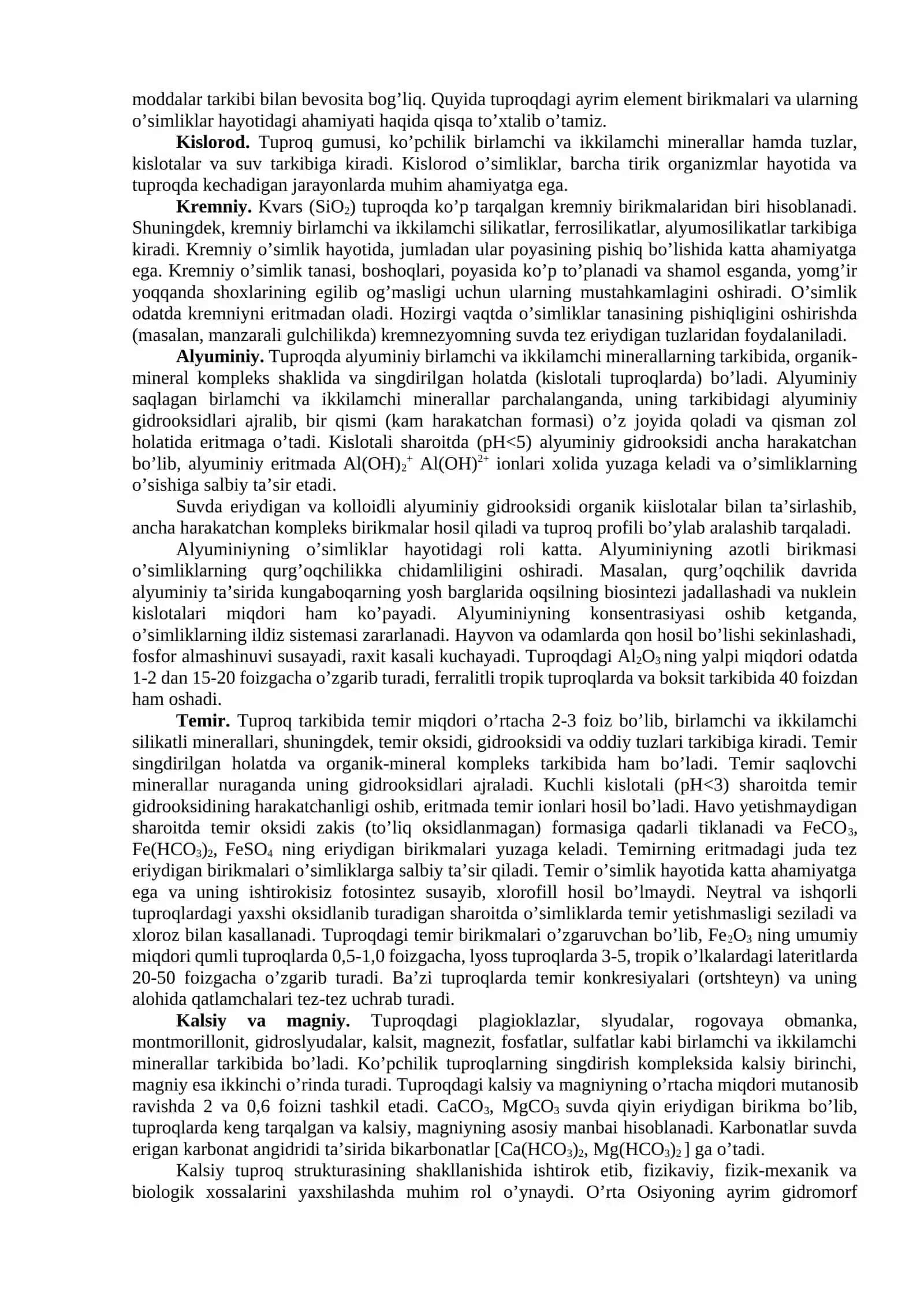 Tuproqning kimyoviy va organik qismi va tuproq biotasining ahamiyati 2