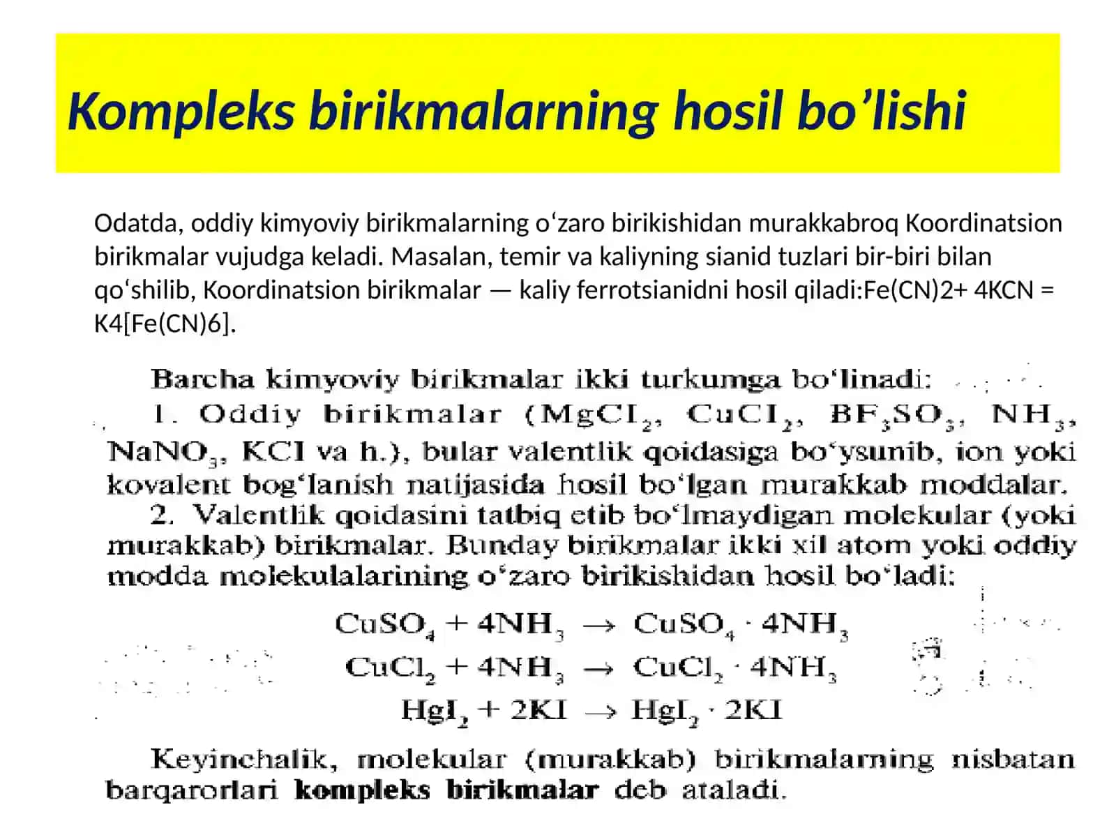 Kompleks (koordinatsion) birikmalar va ularning turlari 2