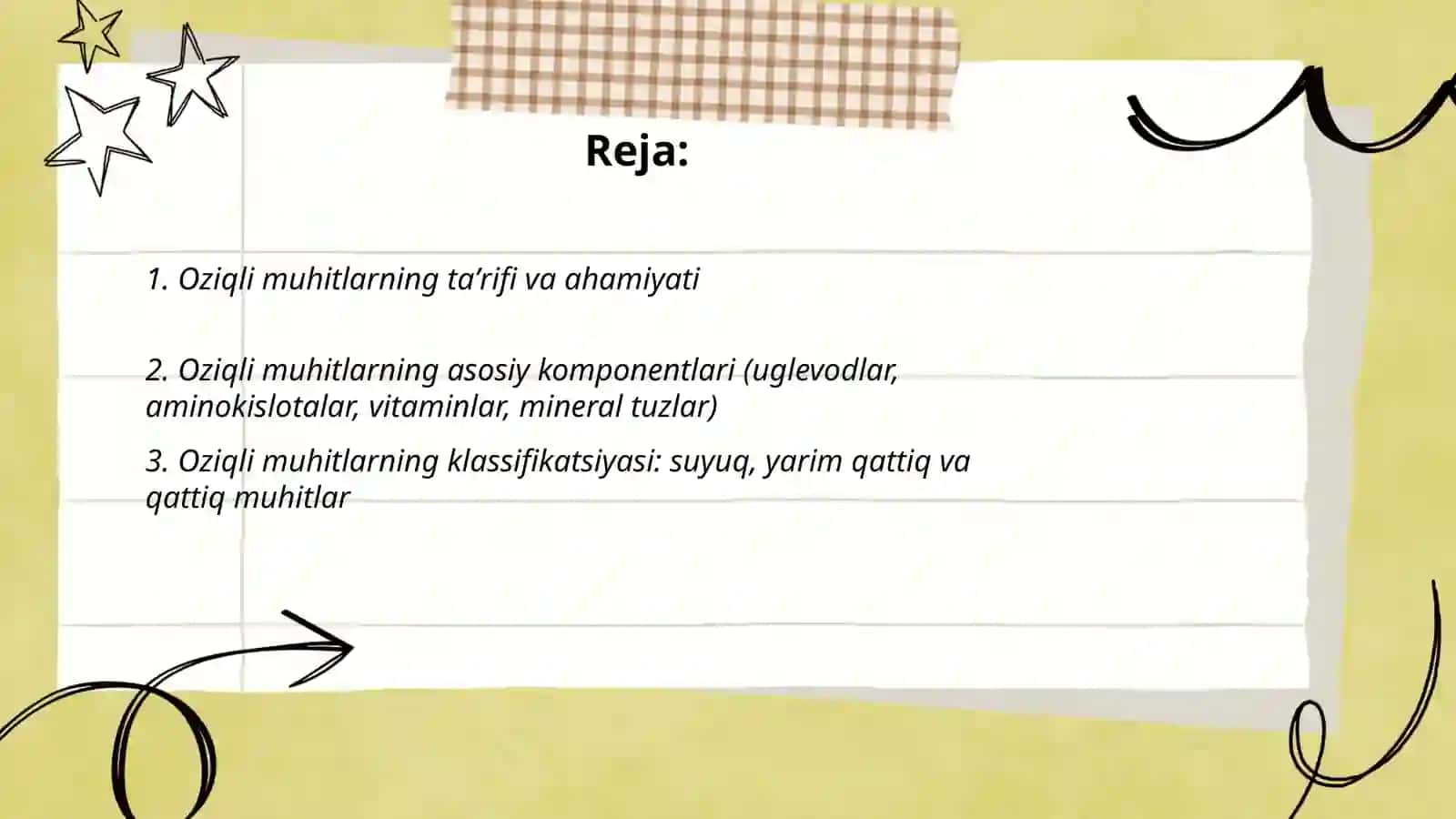 Oziqli muhitlar,tasnifi,qoʻyilgan talablar 2
