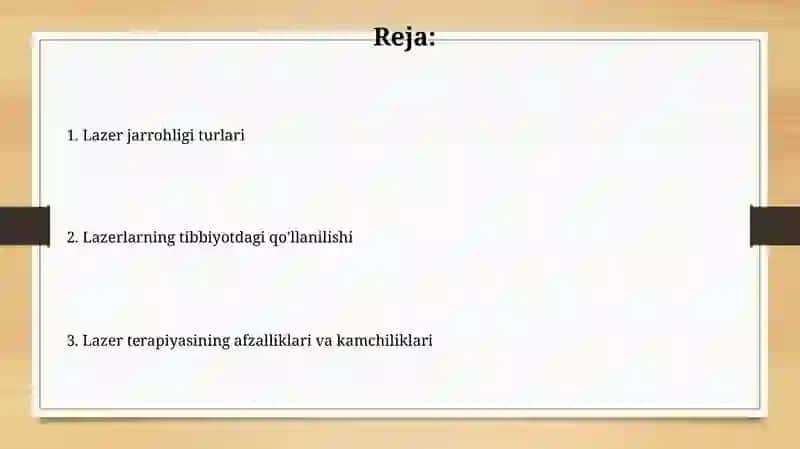 Lazerning tibbiyotda qoʻllanishi 2