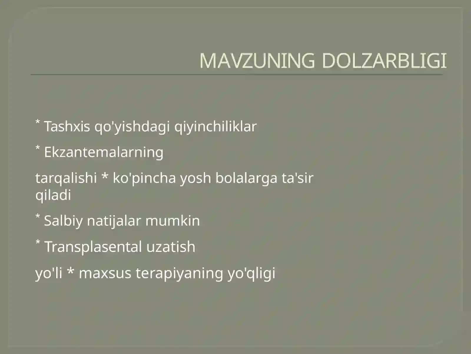MAKULOPAPULYAR EKZANTEMALARNING DIFFERENTSIAL DIAGNOSTIKASI 2