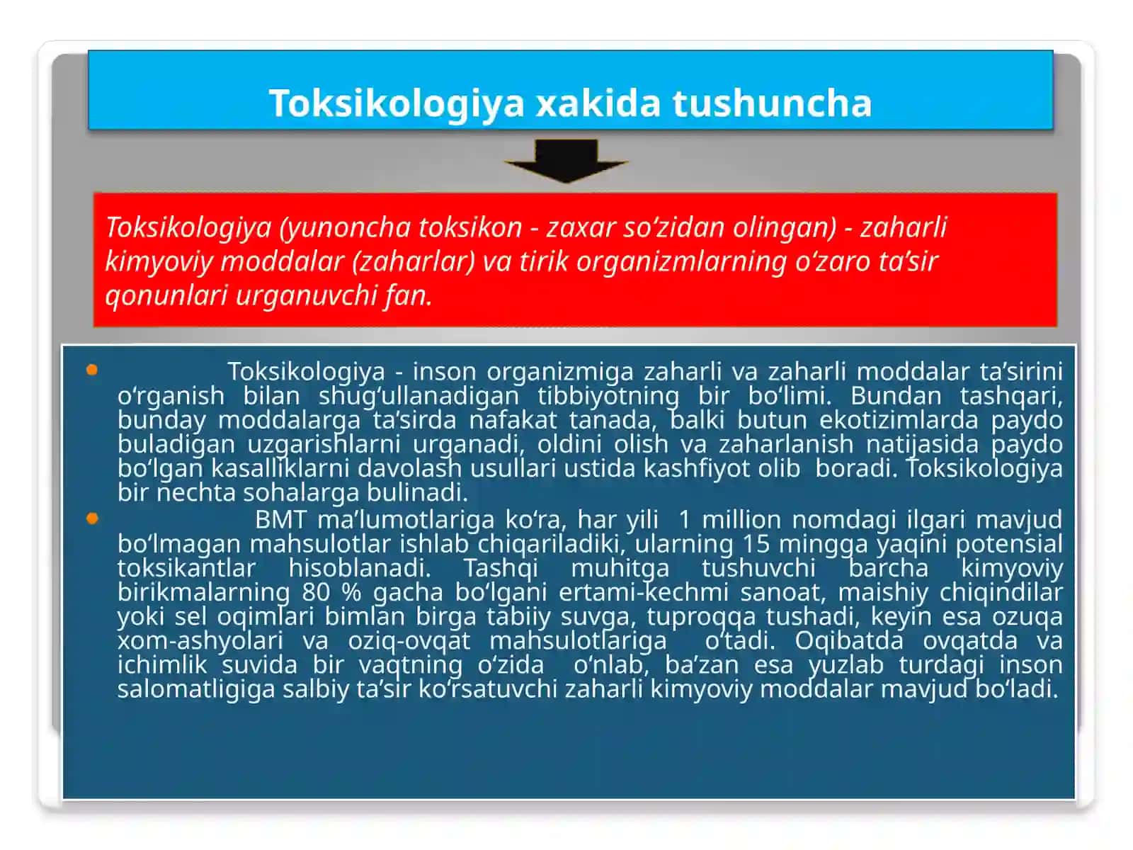 OZIQ-OVQAT MAXSULOTLARIGA TOKSIK KOMPONENTLARNING SINFLANISHI VA XARAKTERISTIKASINI O'RGANISH . 2
