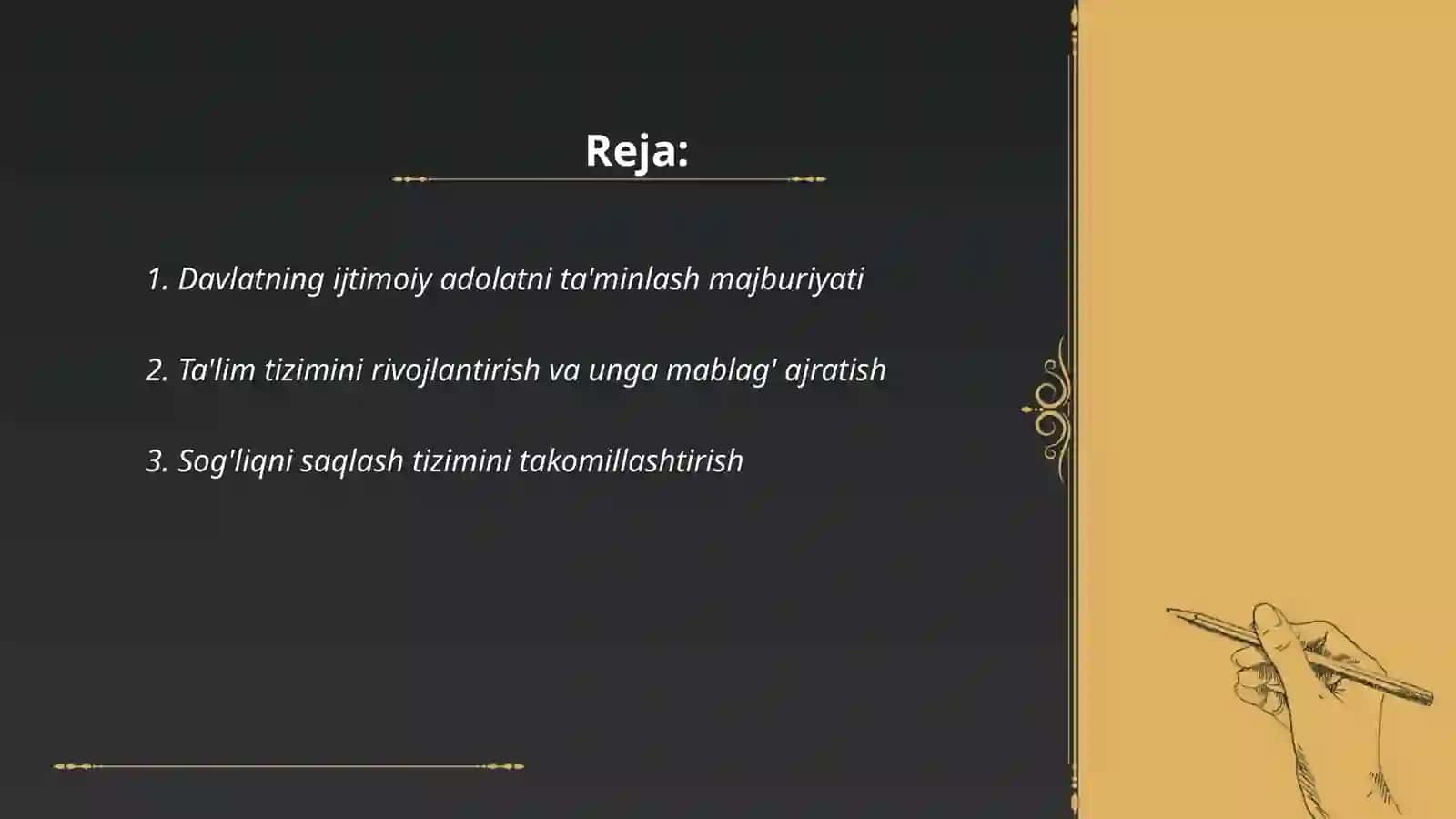 Davlatni ijtimoiy rivojlanish sohasidagi majburiyatlari 2