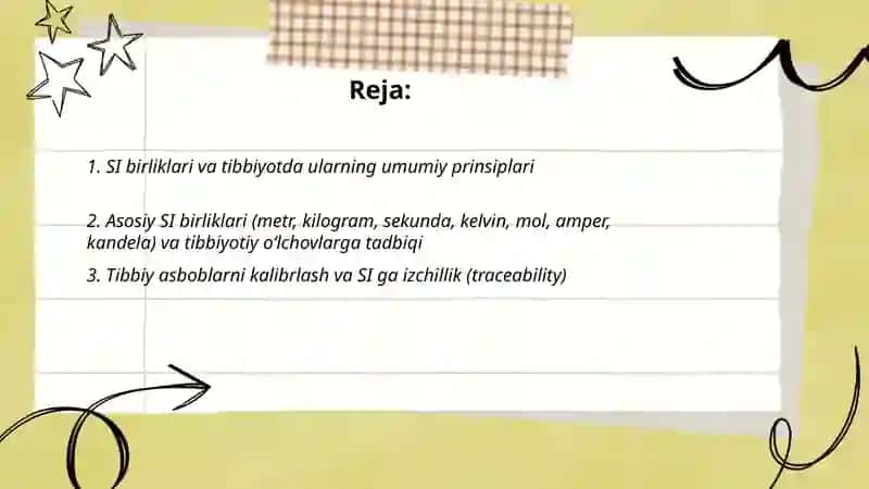 Xalqaro o‘lchov birliklar tizimasi (SI) va tibbiyotda ularning qo‘llanilishi 2