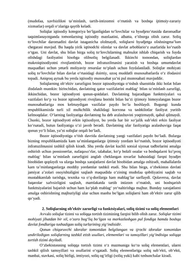 SOLIQLARNING IQTISODIY MOHIYATI VA SOLIQ TIZIMI 2