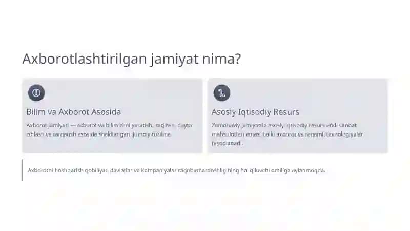 Axborotlashtirilgan jamiyat 2
