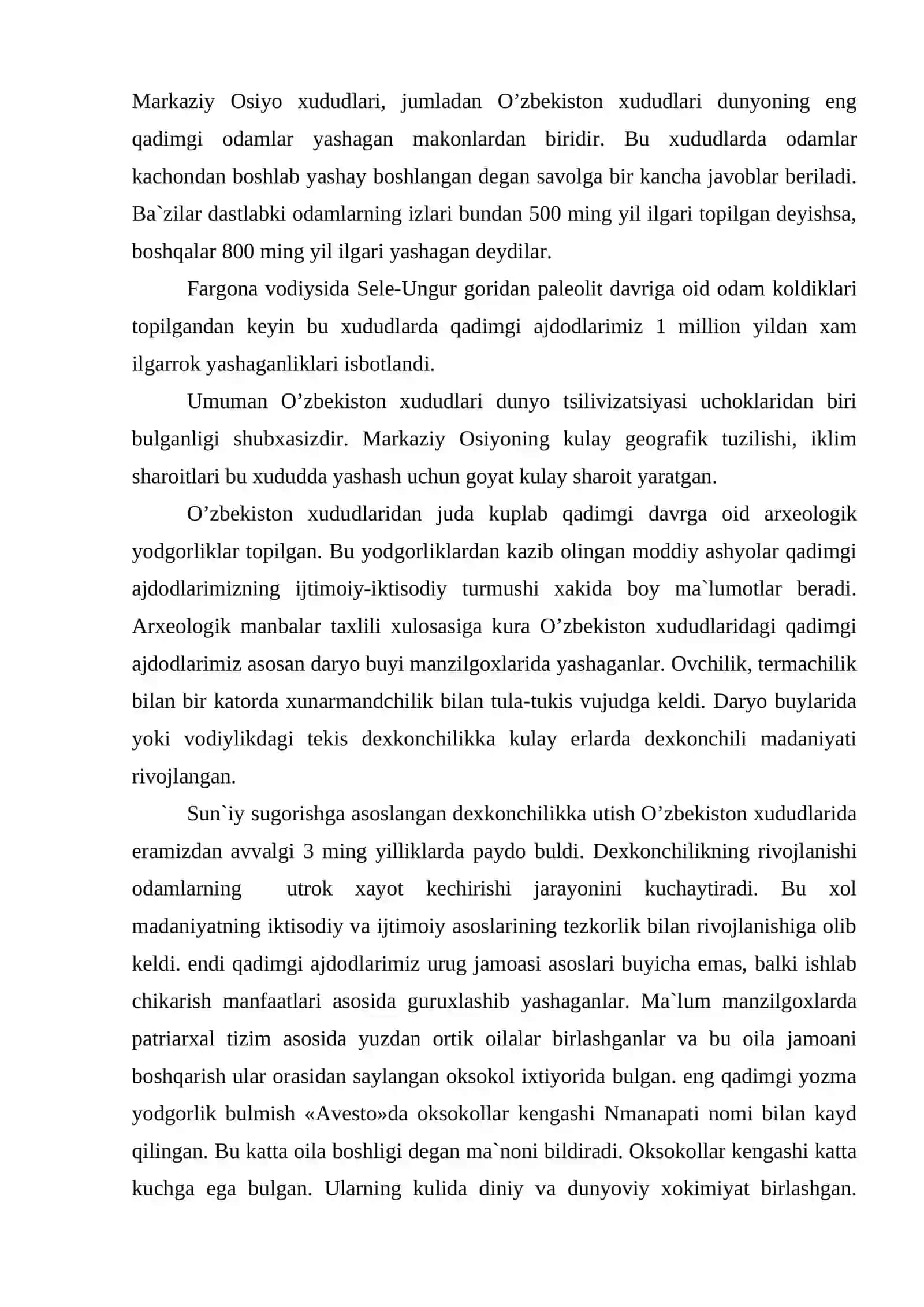 Ilk davlatchilikka asos solinishi va o’zbek davlatchiligining miloddan avvalgi tarixi 2