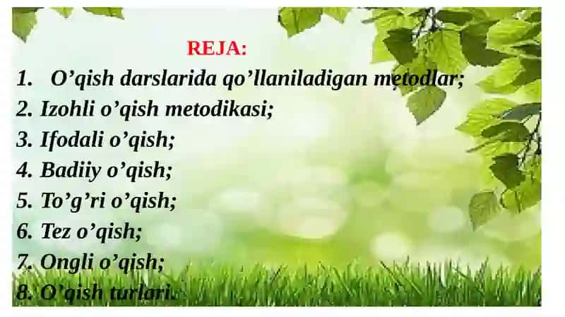 SINFDA O’QISH METODIKASI 2