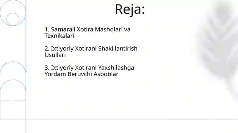 Samarali Xotira Mashqlari va Texnikalari 2