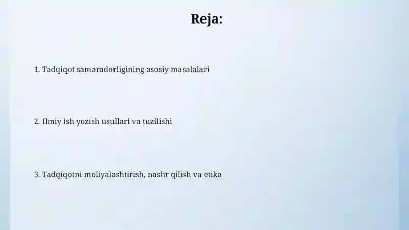Tadqiqotning Samarali Olib Borish Masalalari 2